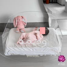 Load image into Gallery viewer, Custom Acrylic Rocking Bed for Newborns – Personalized Name
